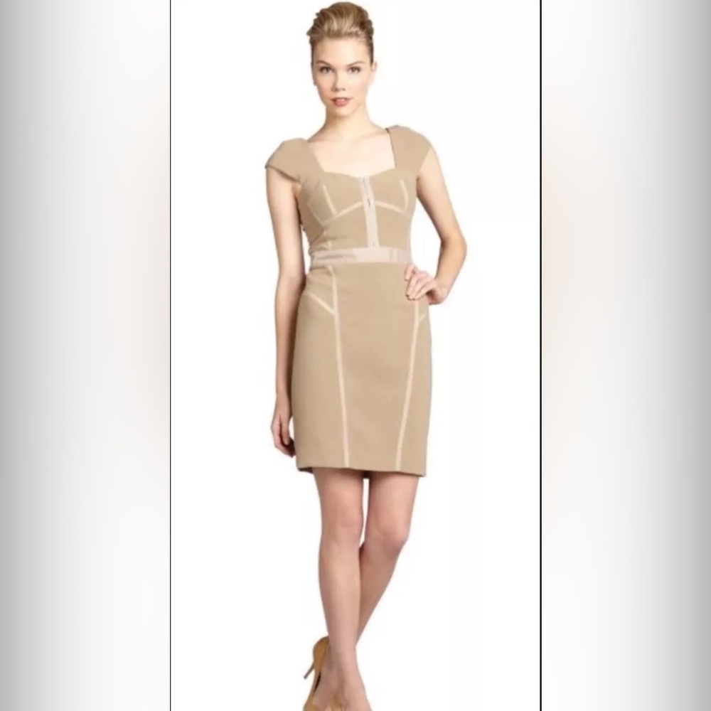 Rebecca Taylor Beige Bustier Bodycon Cap Sleeve Dress Sandstone 8 $395